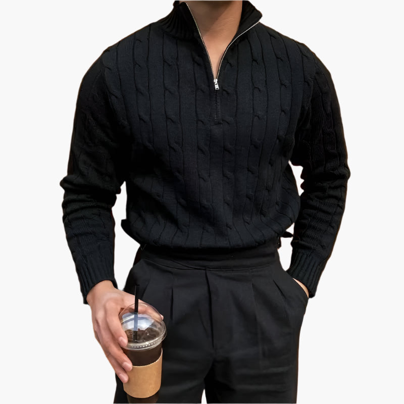 Pull Torsadé Demi-Zip