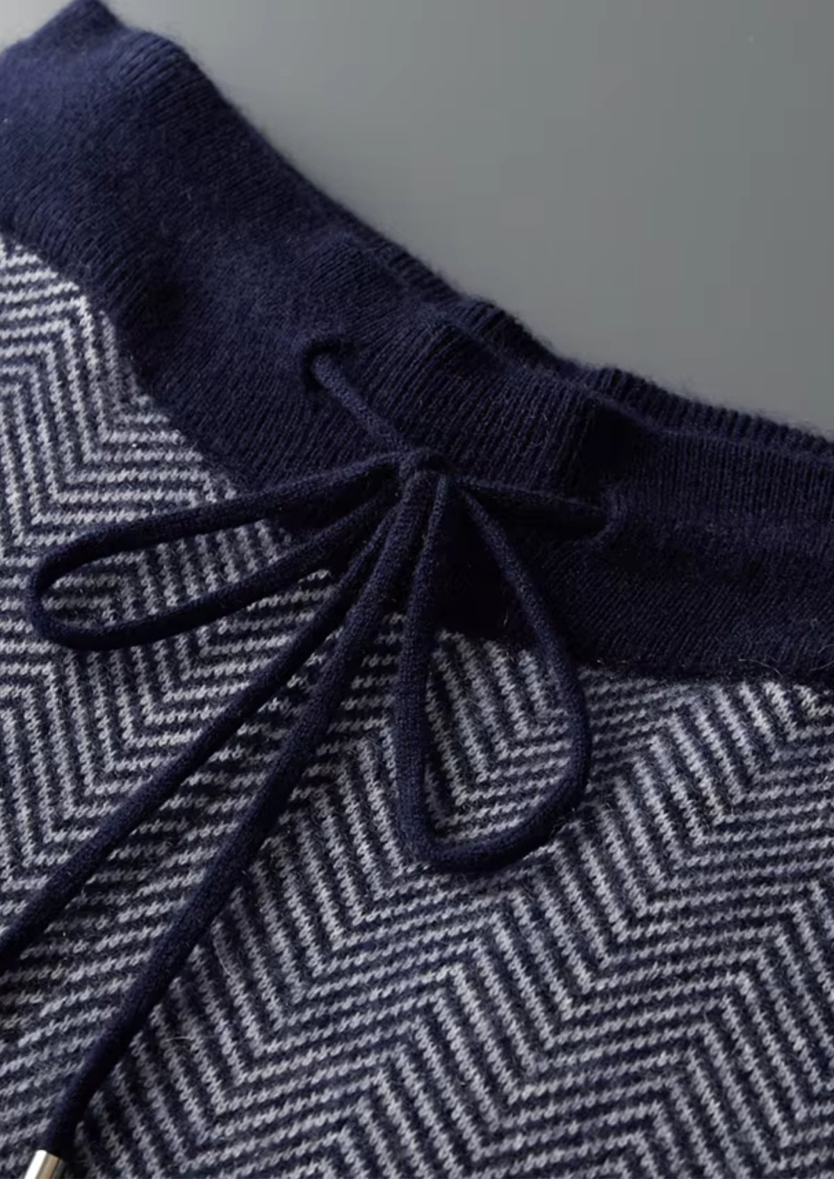 Survêtement en Laine Mérinos Bleu Marine Chevrons