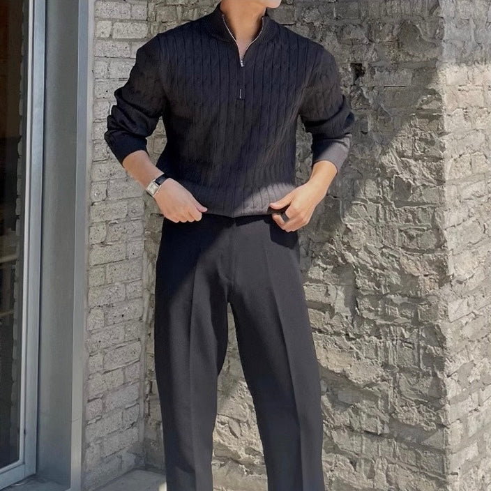 Pull Torsadé Demi-Zip