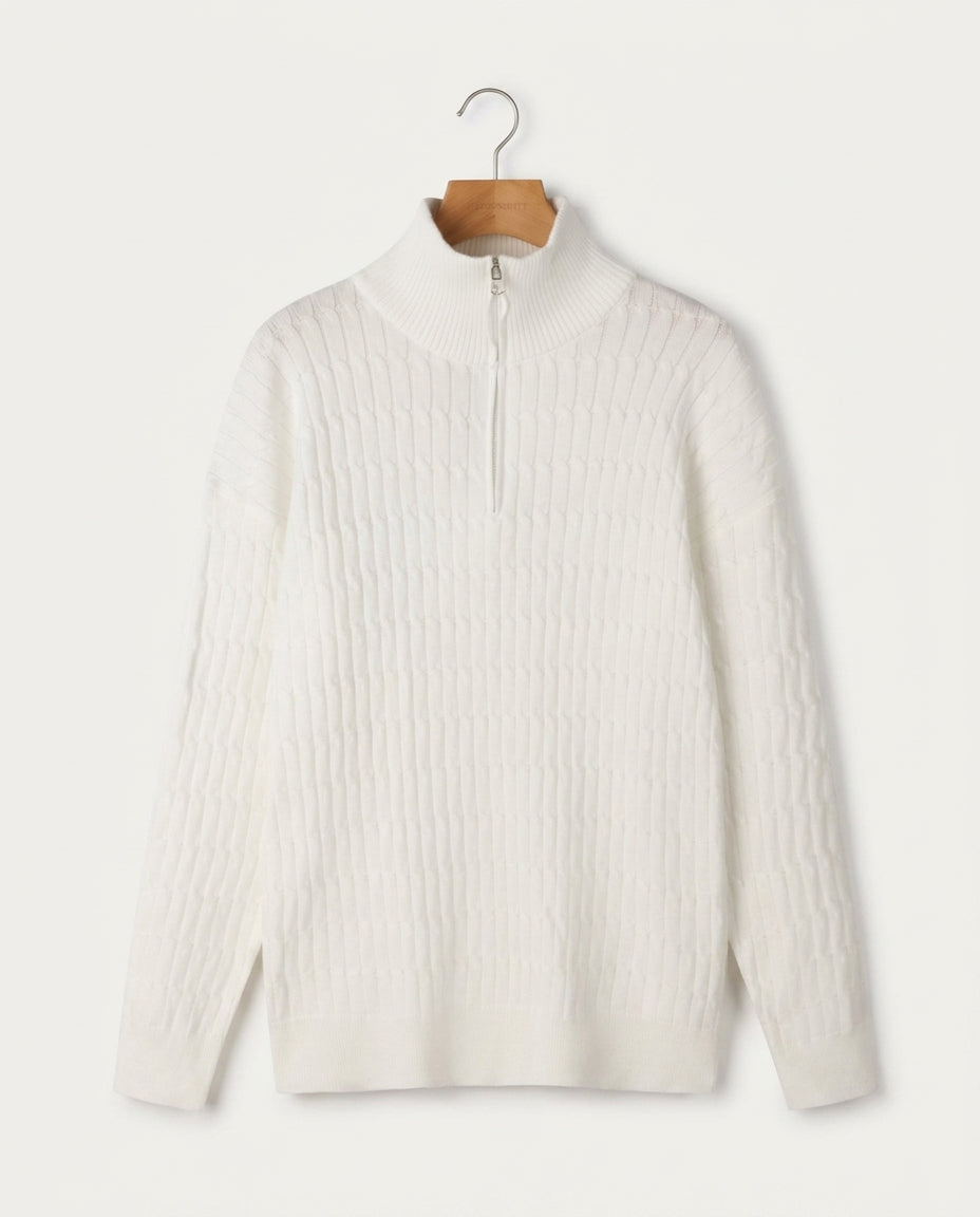 Pull Torsadé Demi-Zip