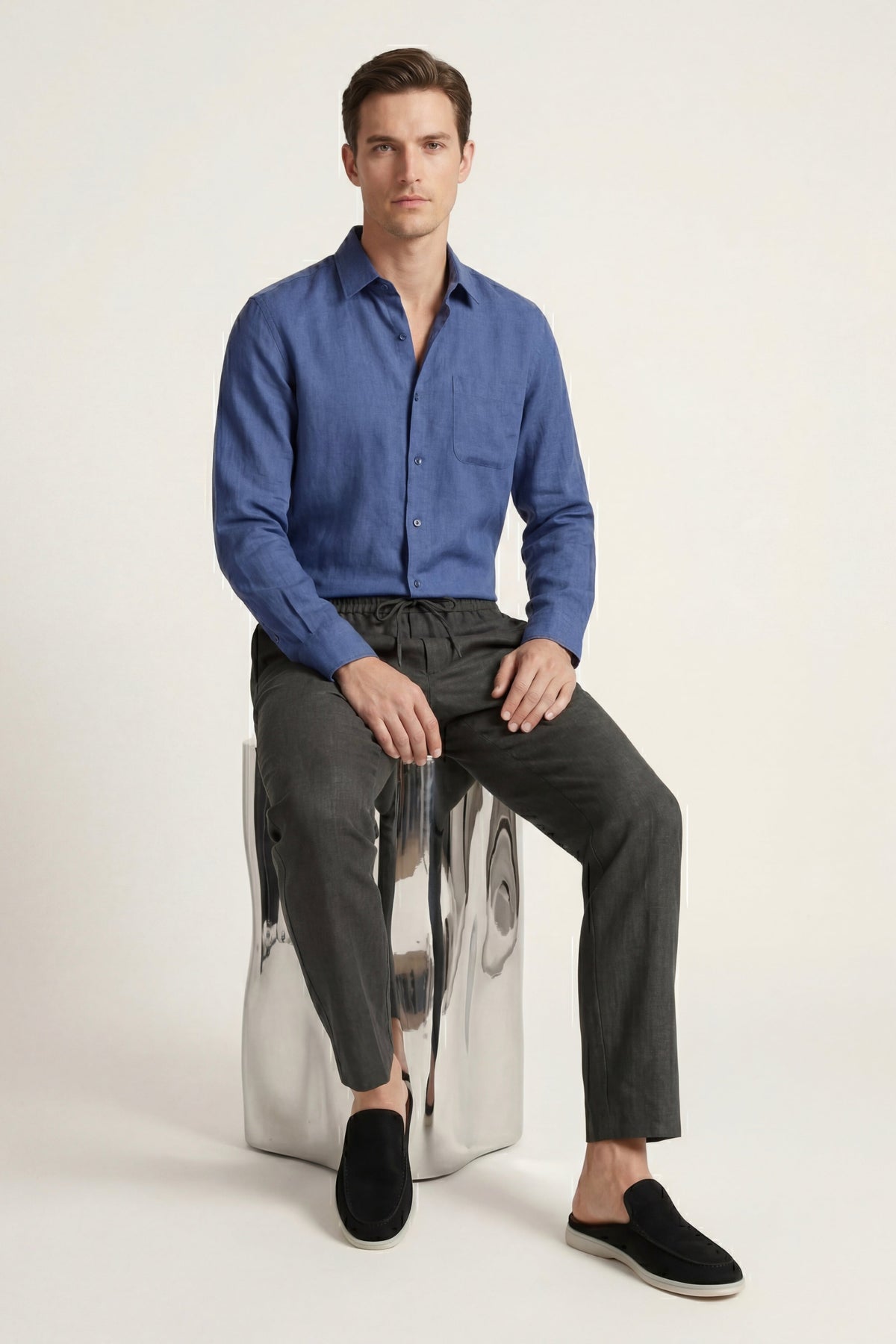 Ensemble Lin Pisa Manches Longues Bleu/Noir