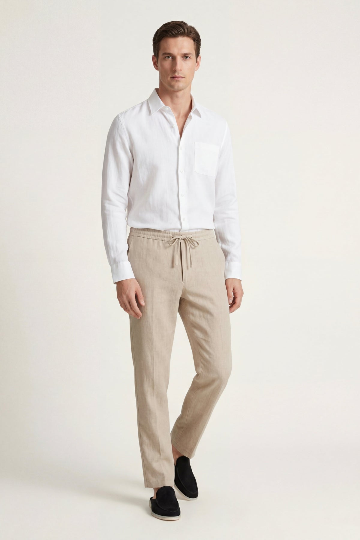 Ensemble Lin Pisa Manches Longues Blanc/Beige