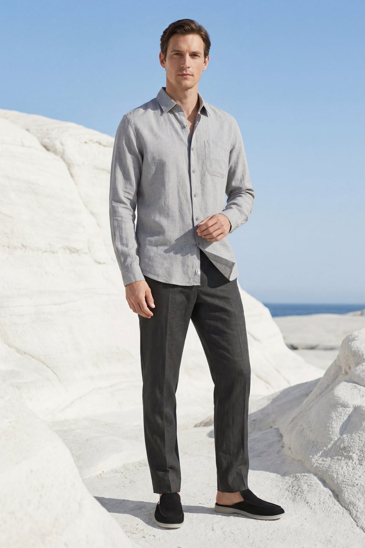 Ensemble Lin Pisa Manches Longues Gris/Noir