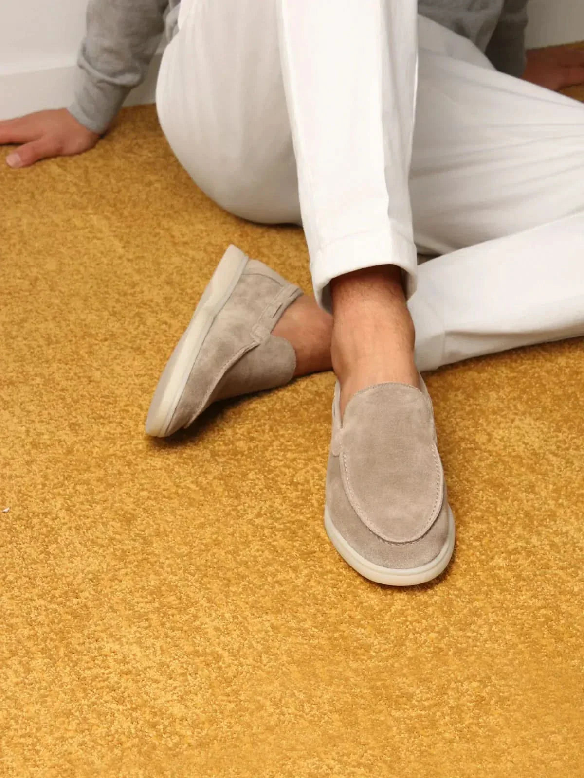 Mocassin Classique en Daim Gris Clair