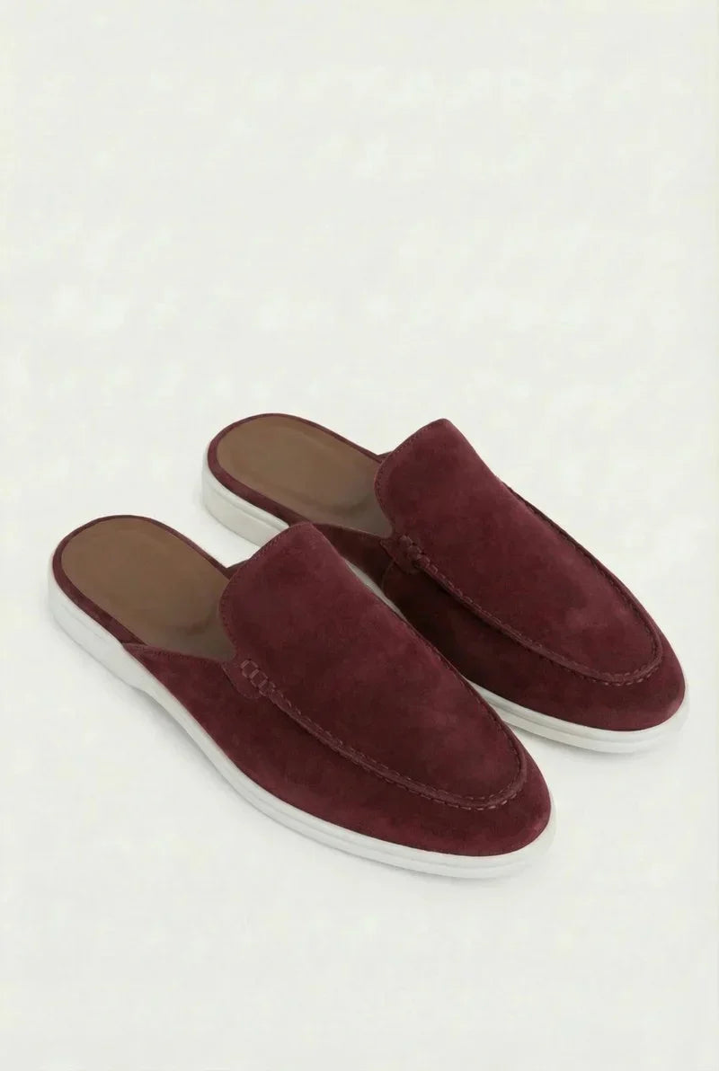 Mule en Daim Bordeaux