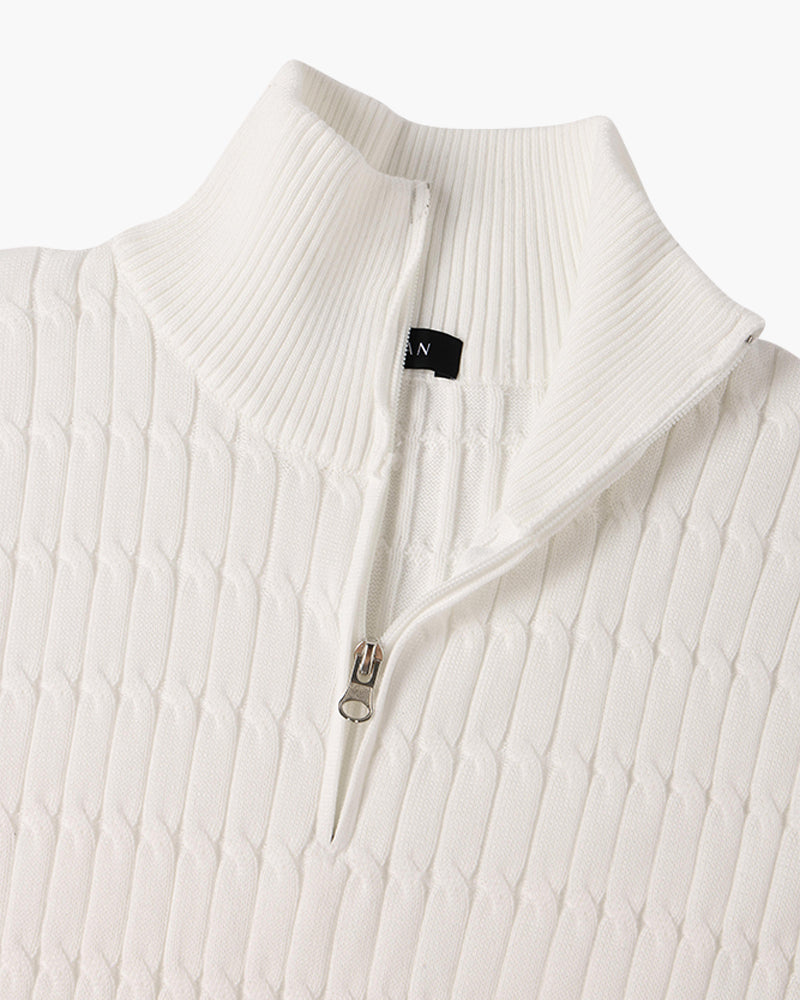 Pull Torsadé Demi-Zip