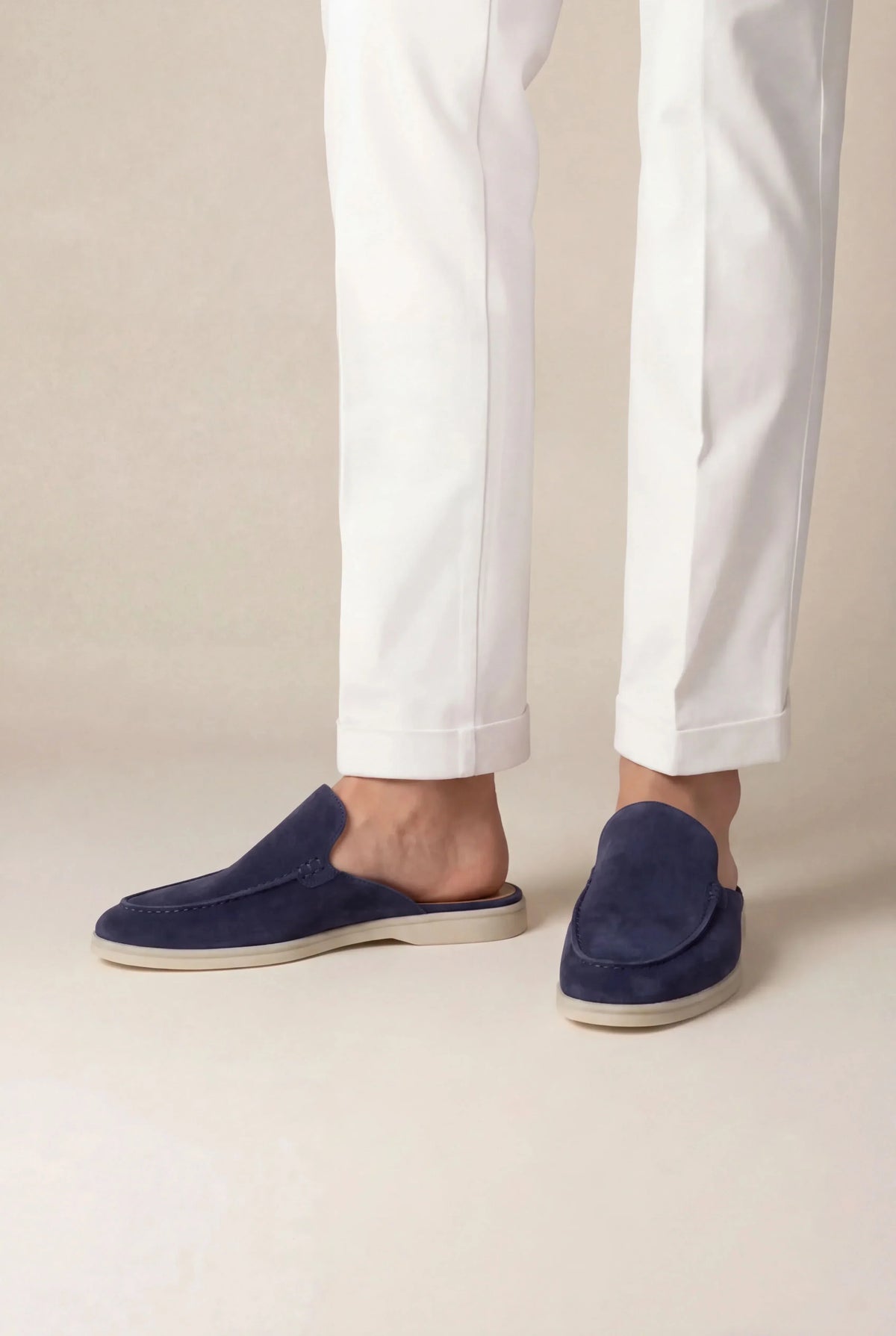 Mule en Daim Bleu marine