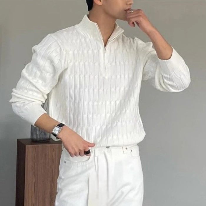 Pull Torsadé Demi-Zip