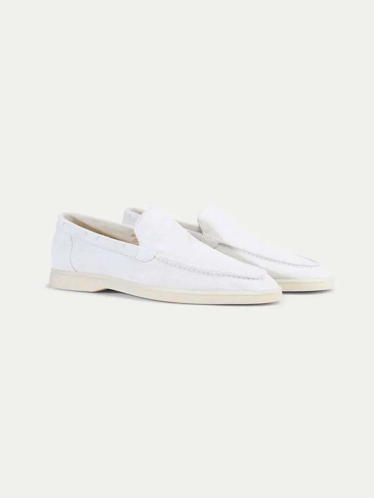 Mocassin Classique en Daim Blanc Perle
