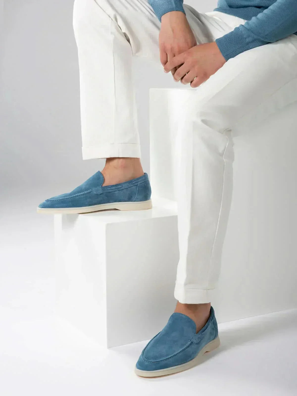 Mocassin Classique en Daim Bleu Océan