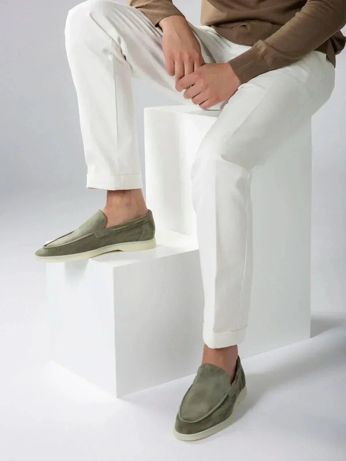 Mocassin Classique en Daim Vert Olive