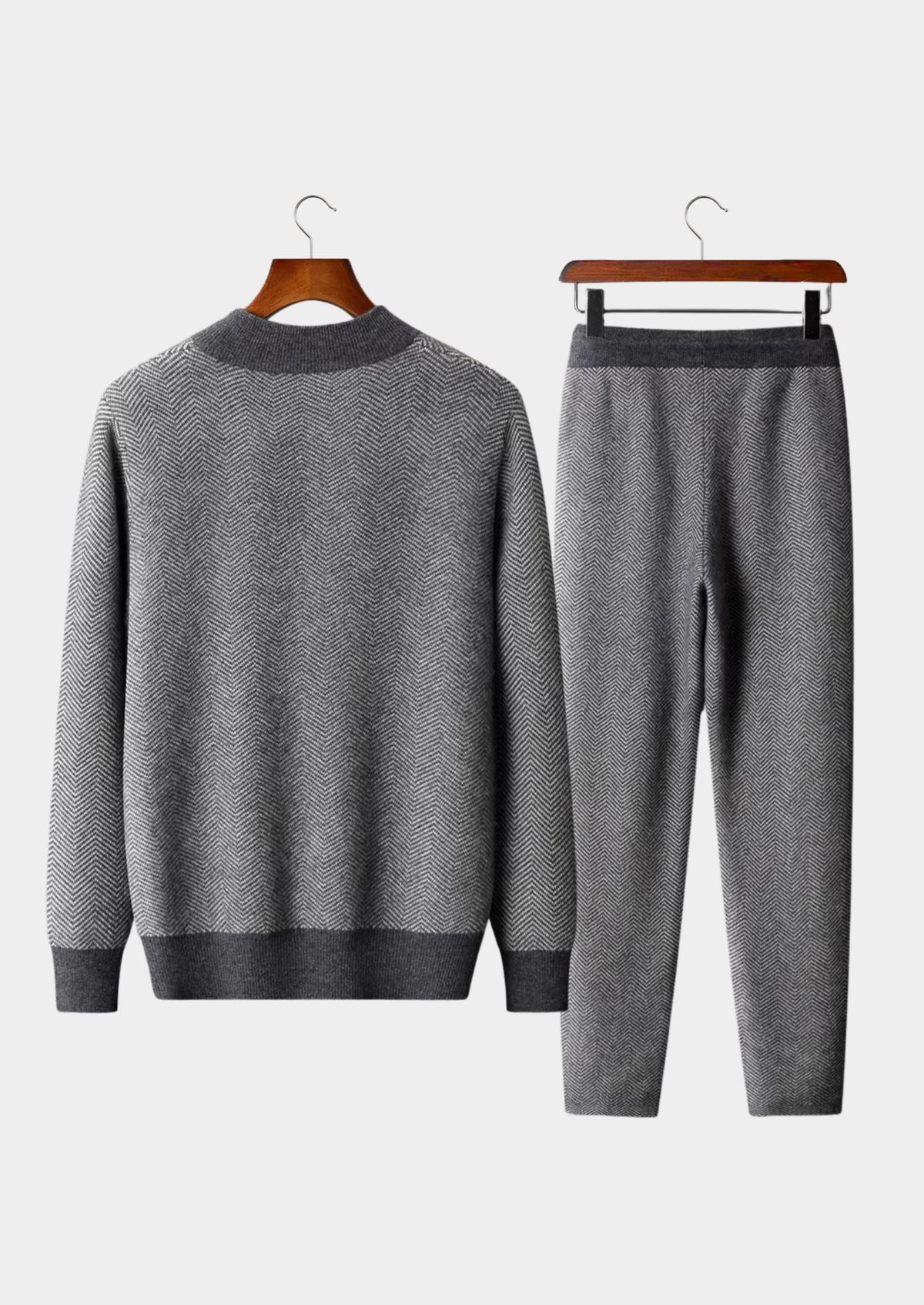 Survêtement en Laine Mérinos Gris Chevrons