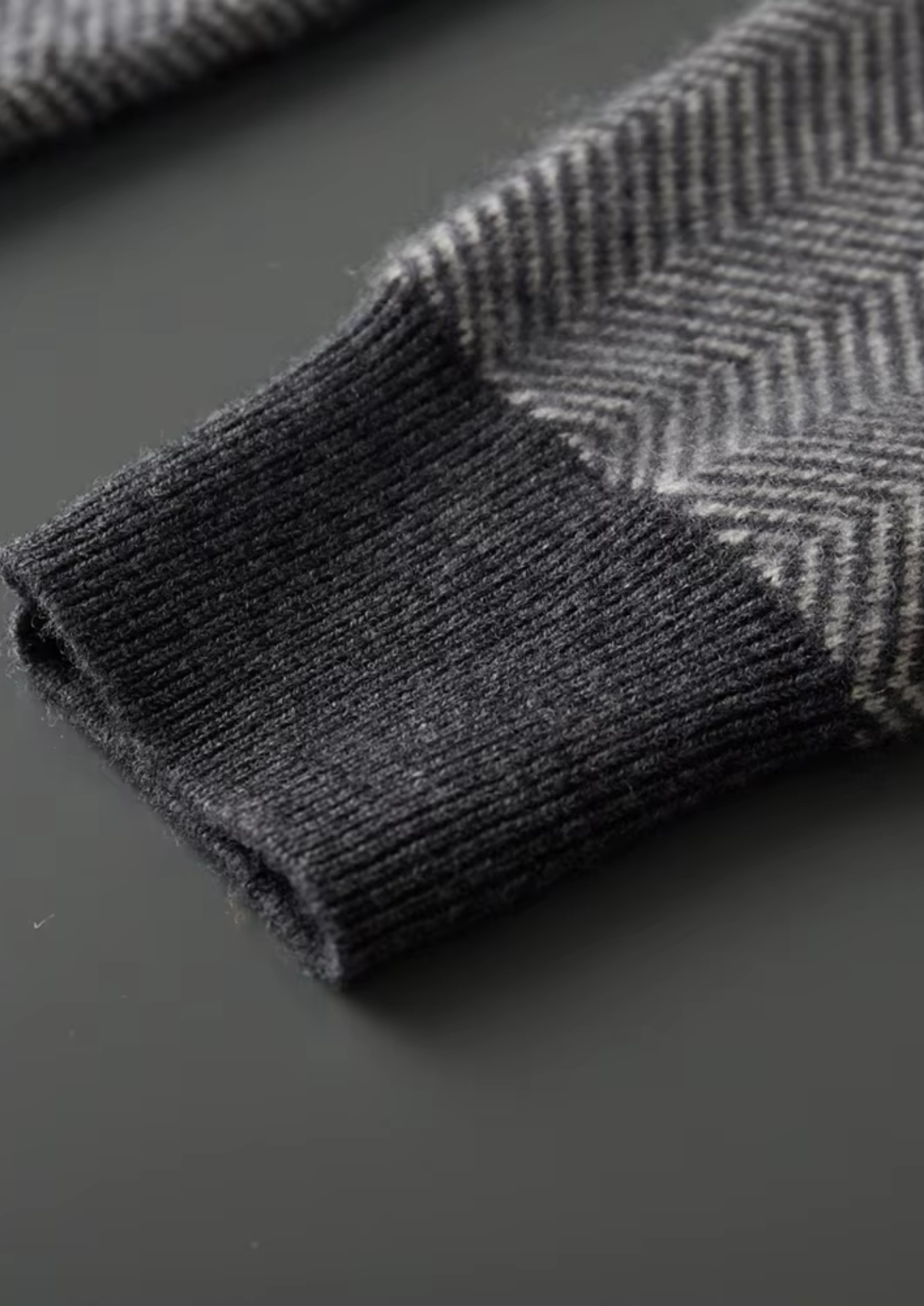 Survêtement en Laine Mérinos Gris Chevrons