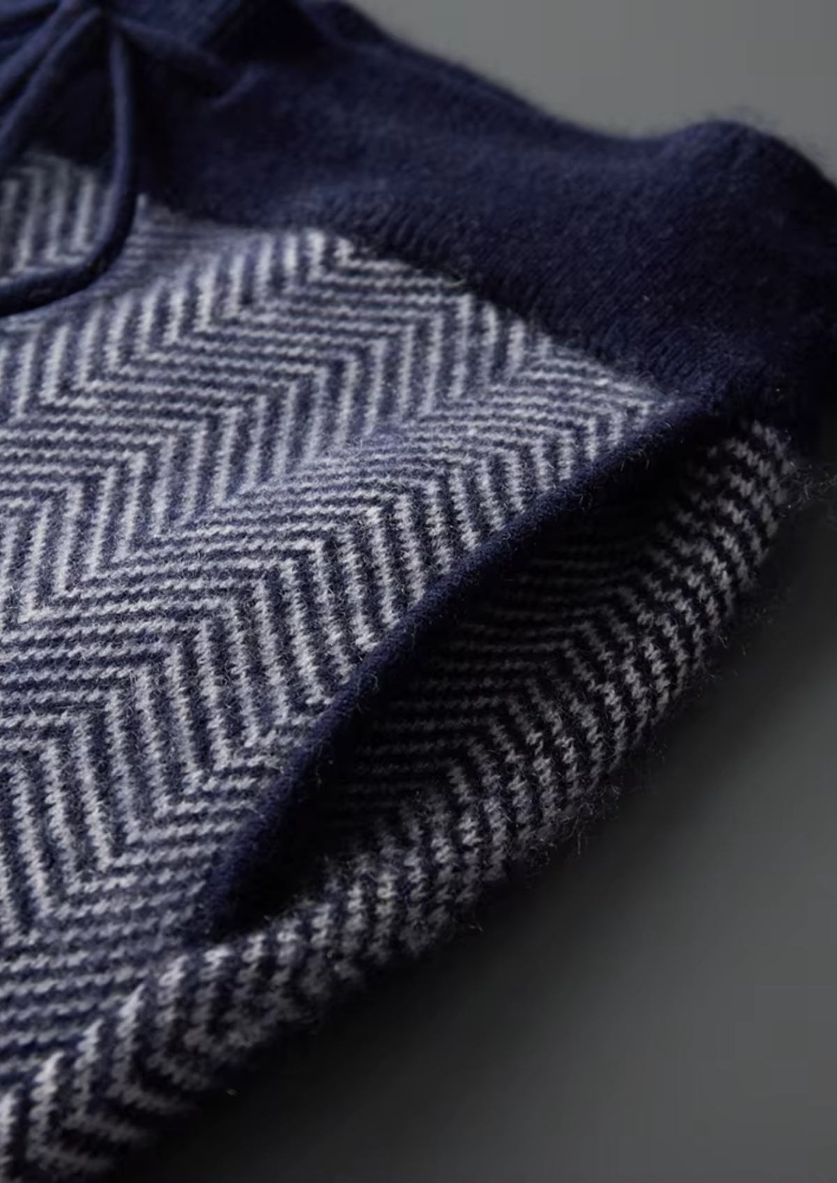 Survêtement en Laine Mérinos Bleu Marine Chevrons