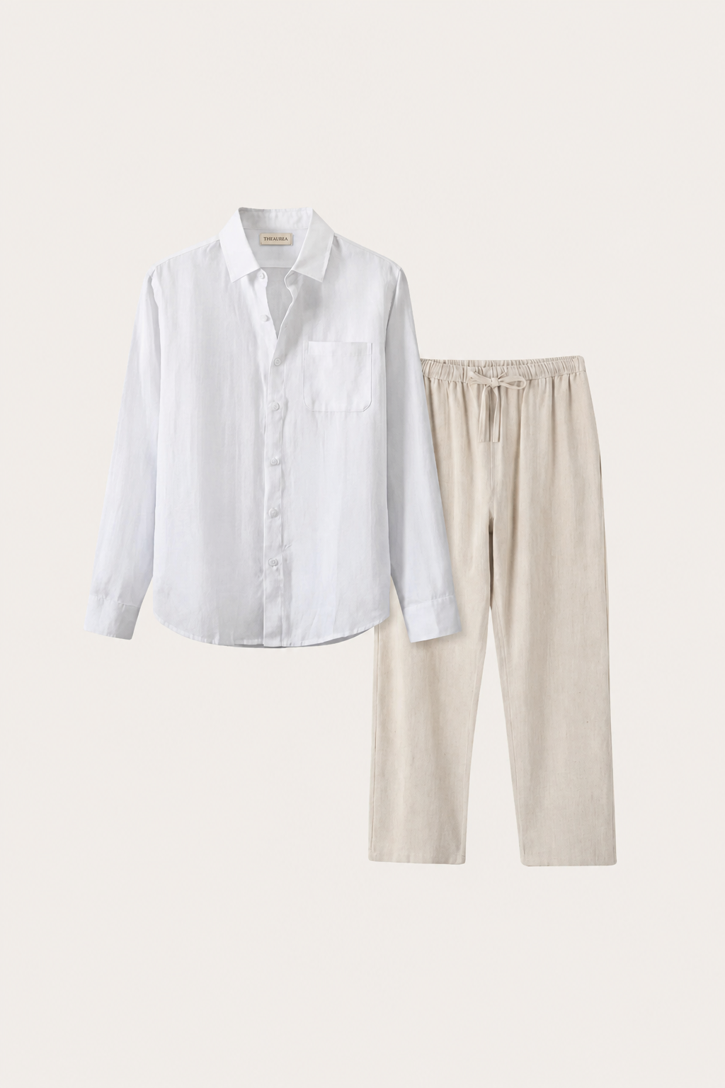 Ensemble Lin Pisa Manches Longues Blanc/Beige