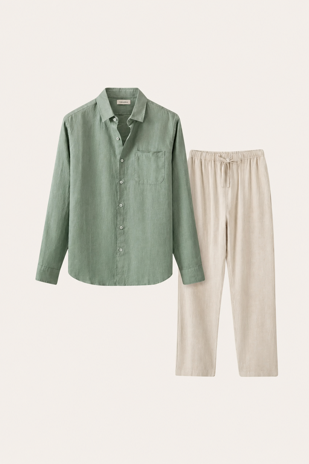 Ensemble Lin Pisa Manches Longues Vert/Beige