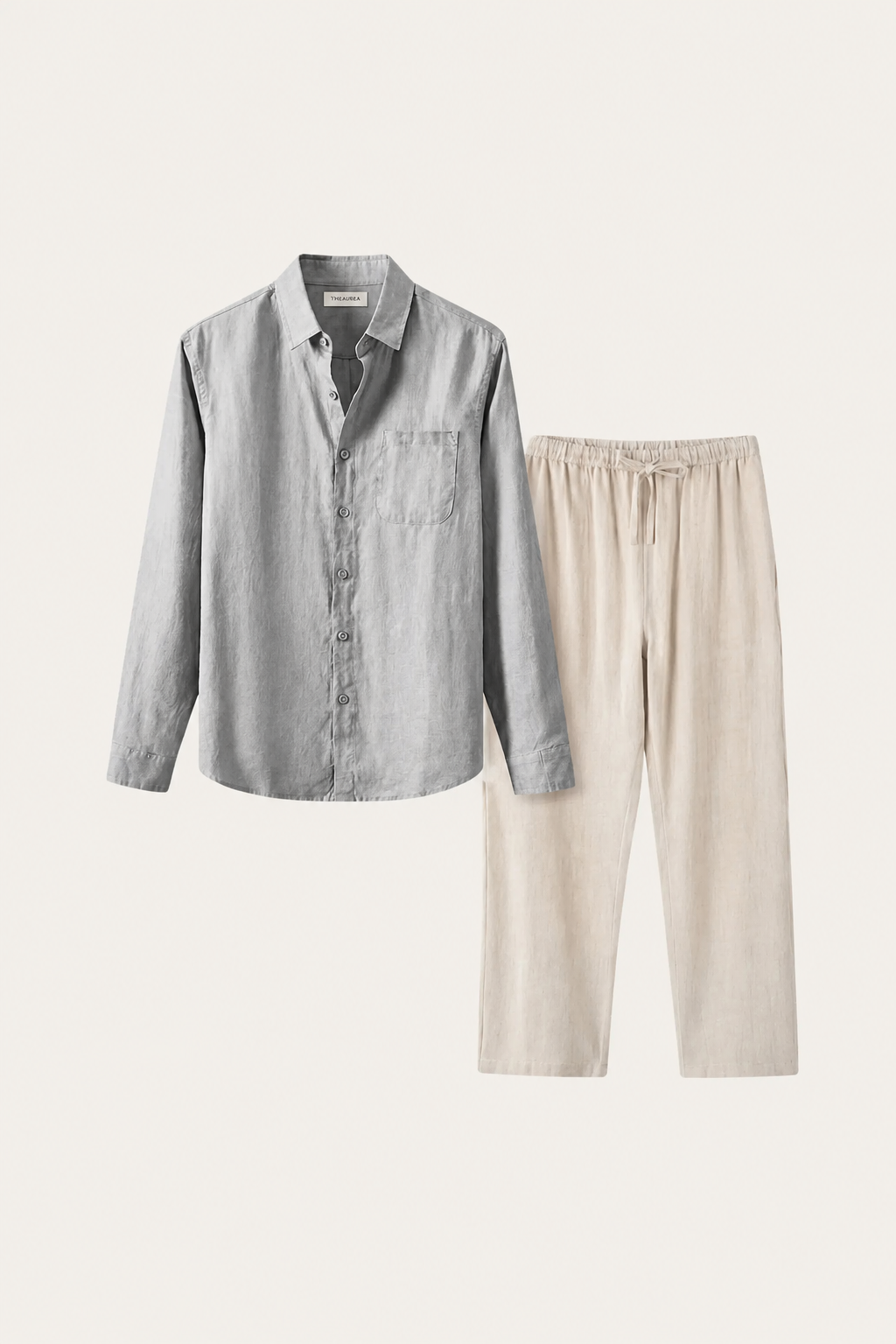 Ensemble Lin Pisa Manches Longues Gris/Beige