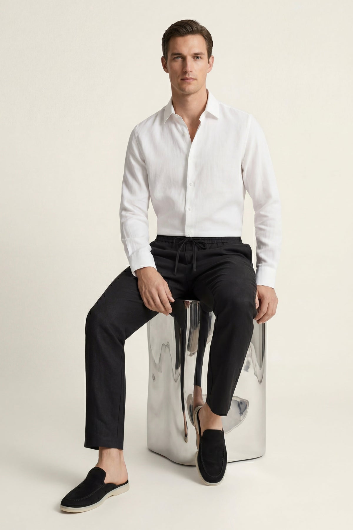 Ensemble Lin Pisa Manches Longues Blanc/Noir