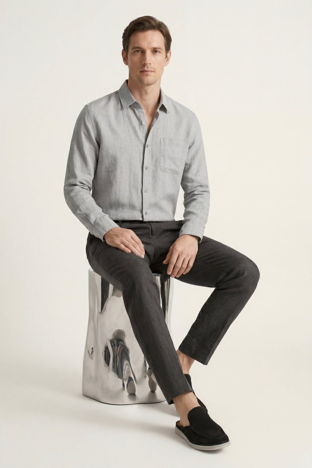 Ensemble Lin Pisa Manches Longues Gris/Noir