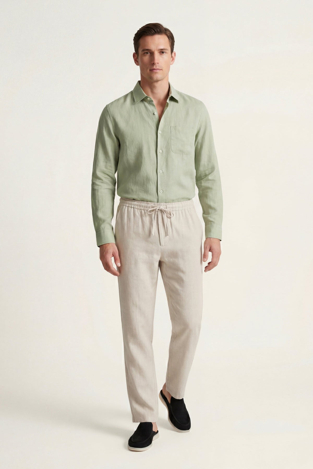 Ensemble Lin Pisa Manches Longues Vert Menthe/Beige