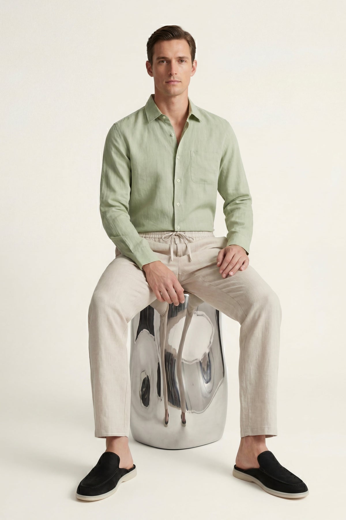 Ensemble Lin Pisa Manches Longues Vert Menthe/Beige