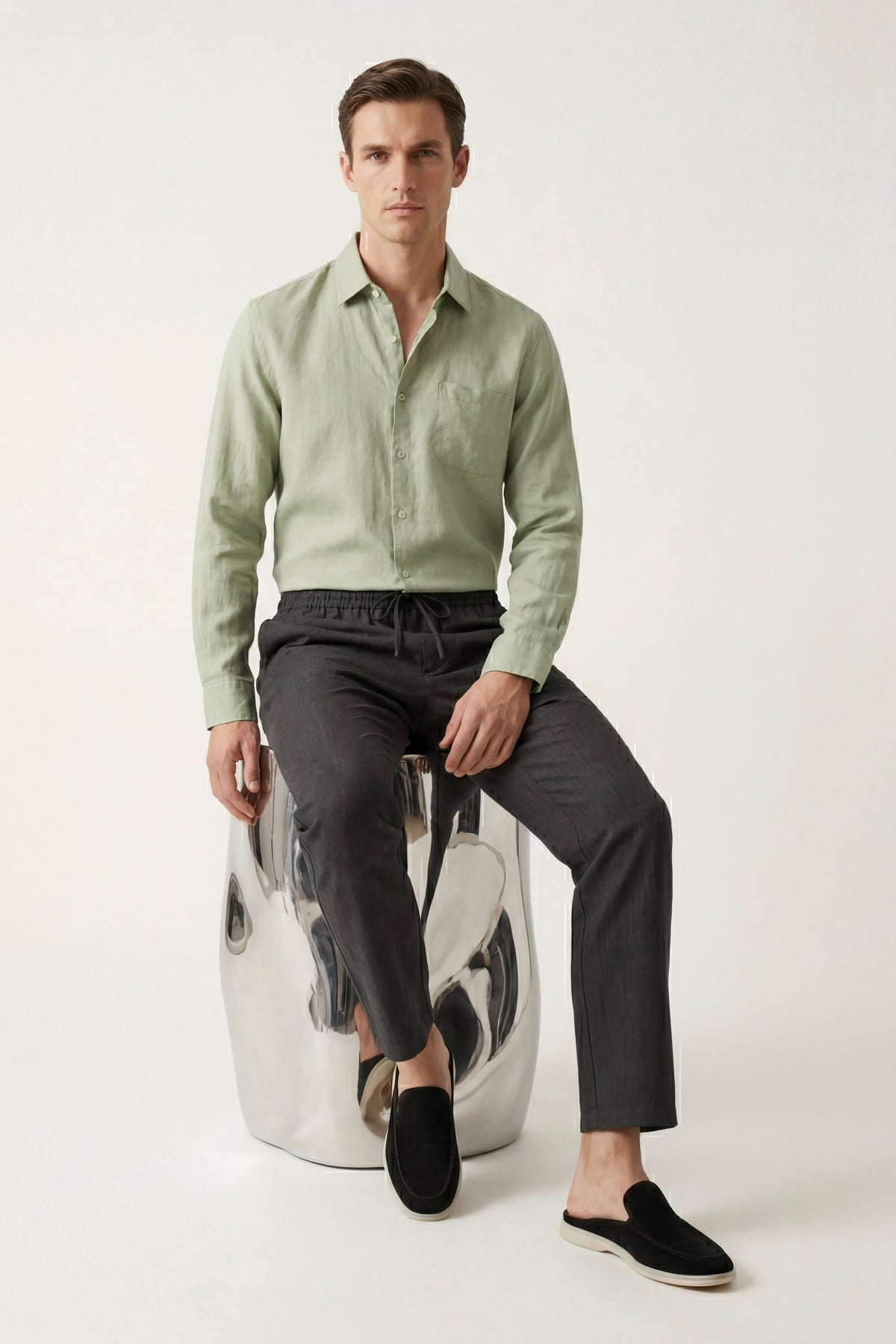 Ensemble Lin Pisa Manches Longues Vert Menthe/Noir