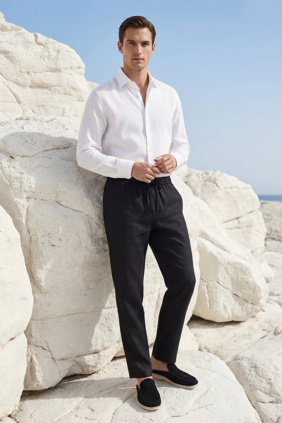 Ensemble Lin Pisa Manches Longues Blanc/Noir