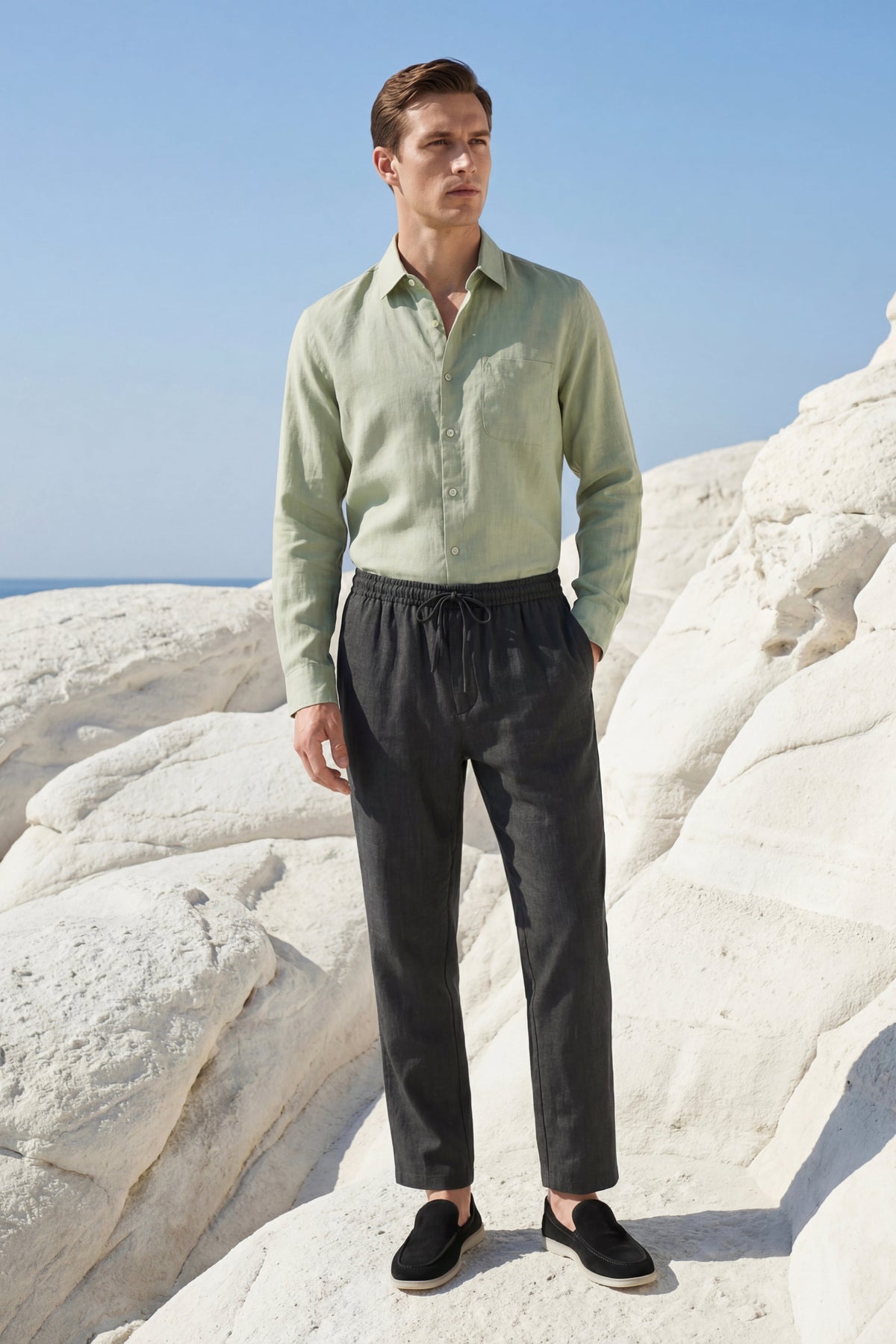 Ensemble Lin Pisa Manches Longues Vert Menthe/Noir