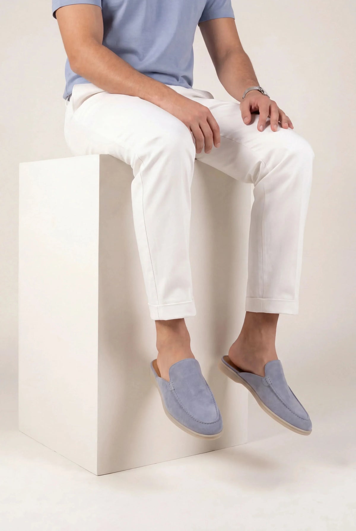 Mule en Daim Bleu bébé