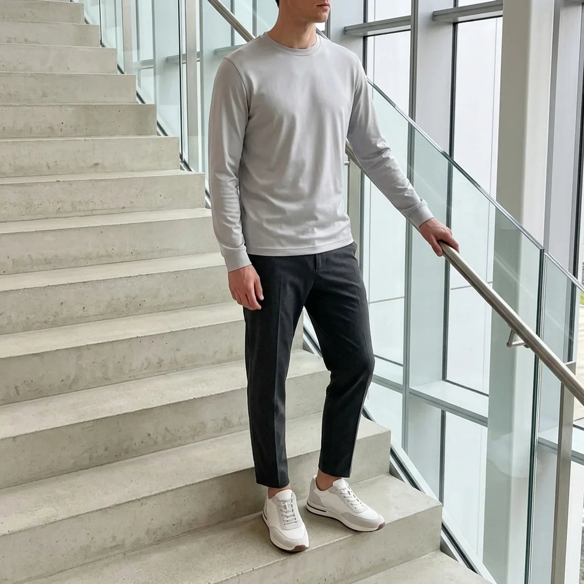 Longsleeve Éclat Ajusté Gris Clair