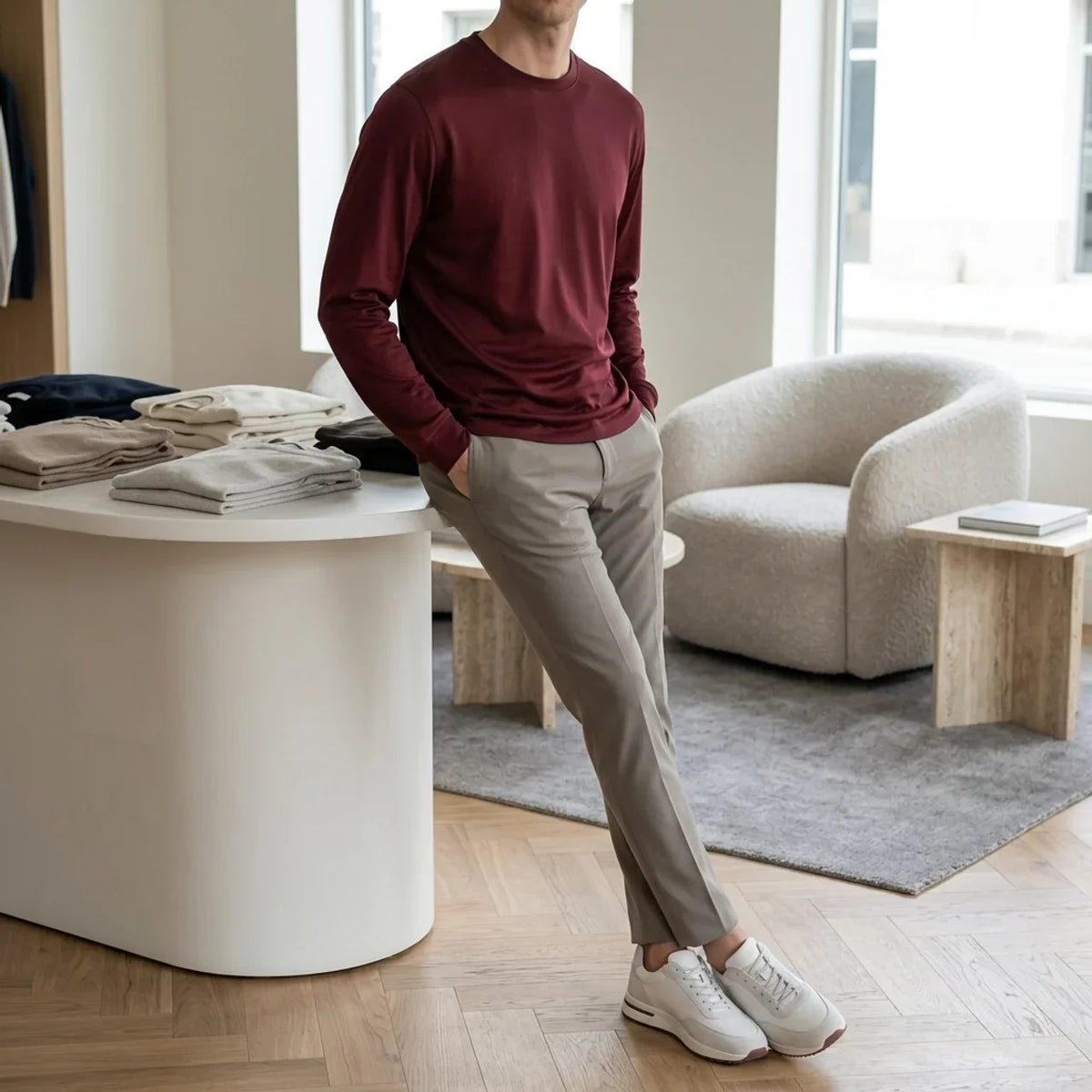 Longsleeve Éclat Ajusté Bordeaux