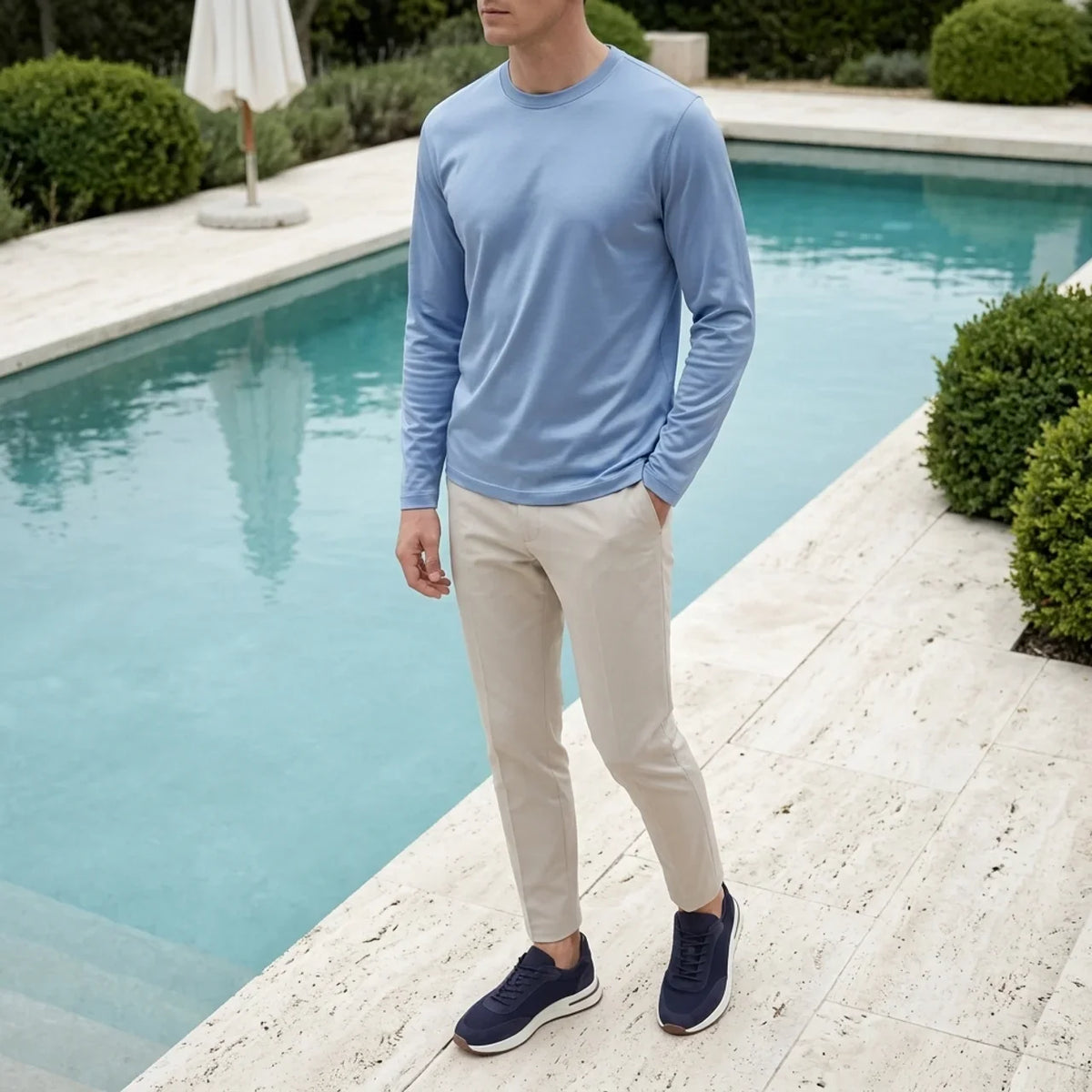 Longsleeve Éclat Ajusté Bleu Brume