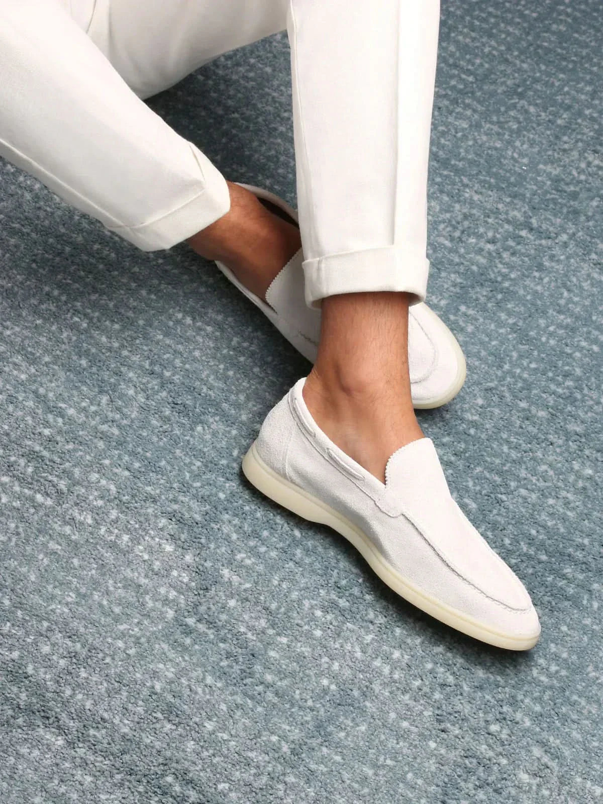 Mocassin Classique en Daim Blanc Perle