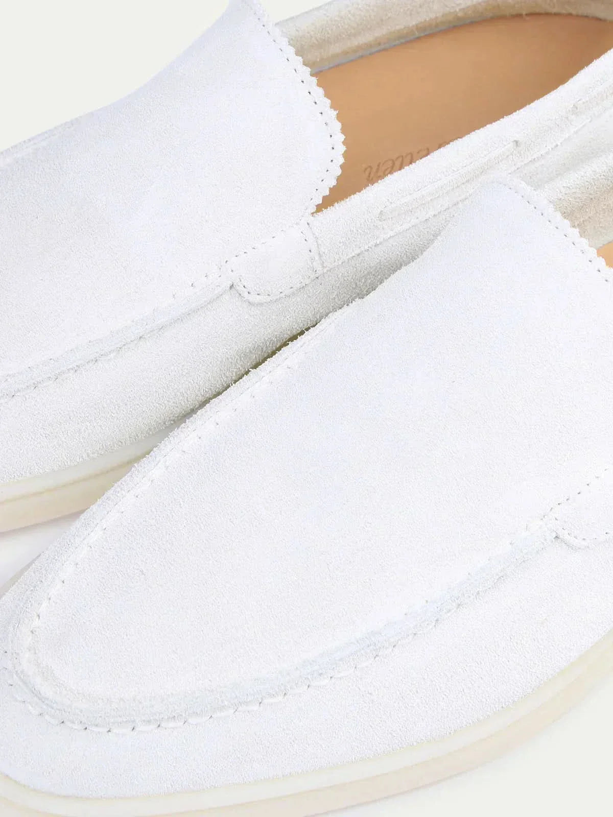 Mocassin Classique en Daim Blanc Perle