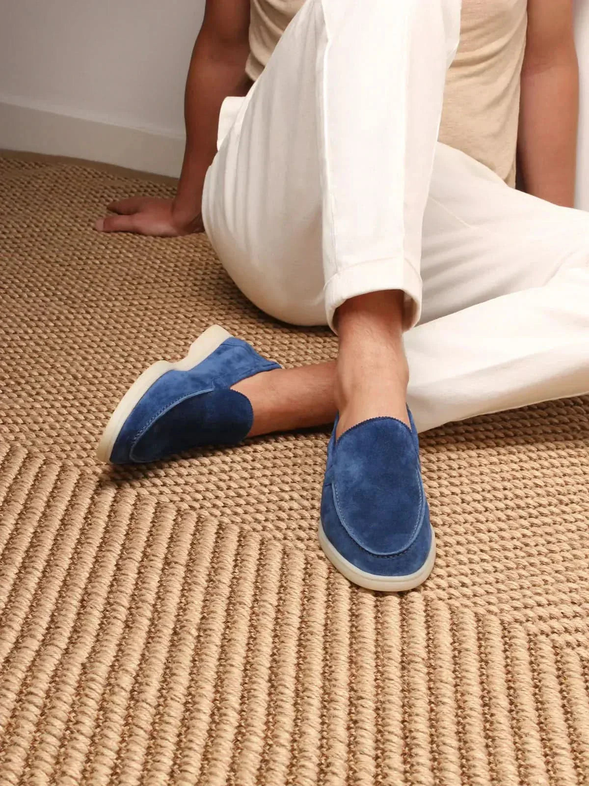 Mocassin Classique en Daim Bleu Myrtille