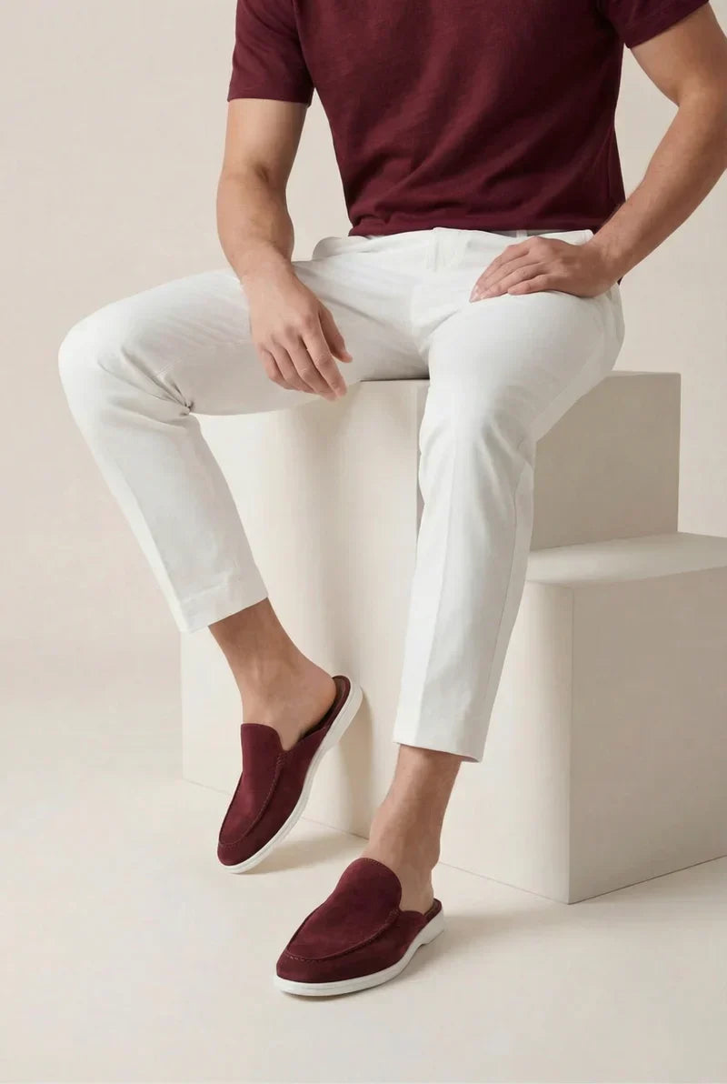 Mule en Daim Bordeaux